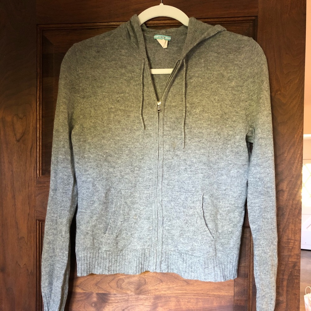 J Crew Cashmere Zip Hoodie in Grey